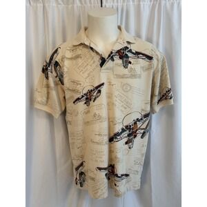 Nautica Men's Large First Flight Pullover Polo Short Sleeve Hawaiian Shirt